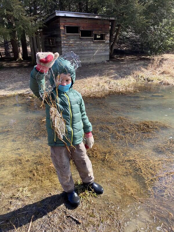 Student holding up ice