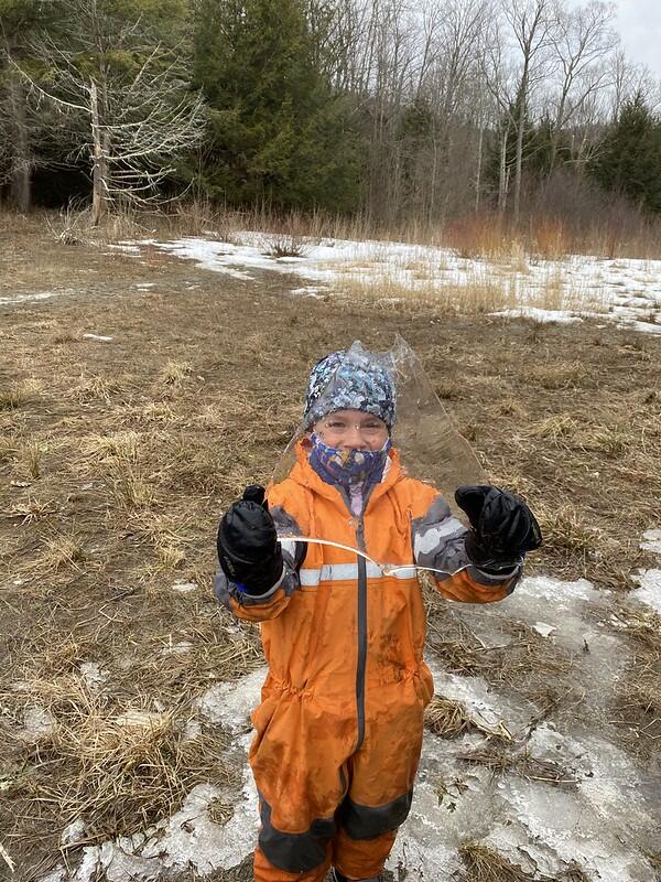 Student holding ice