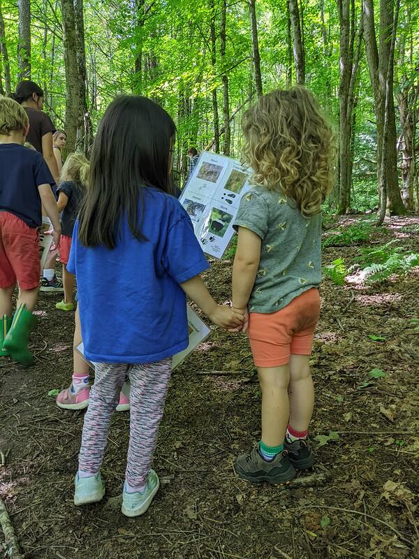 students holding tracking cards