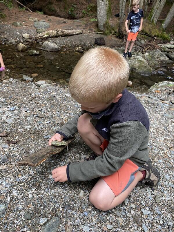 Camper building their boat