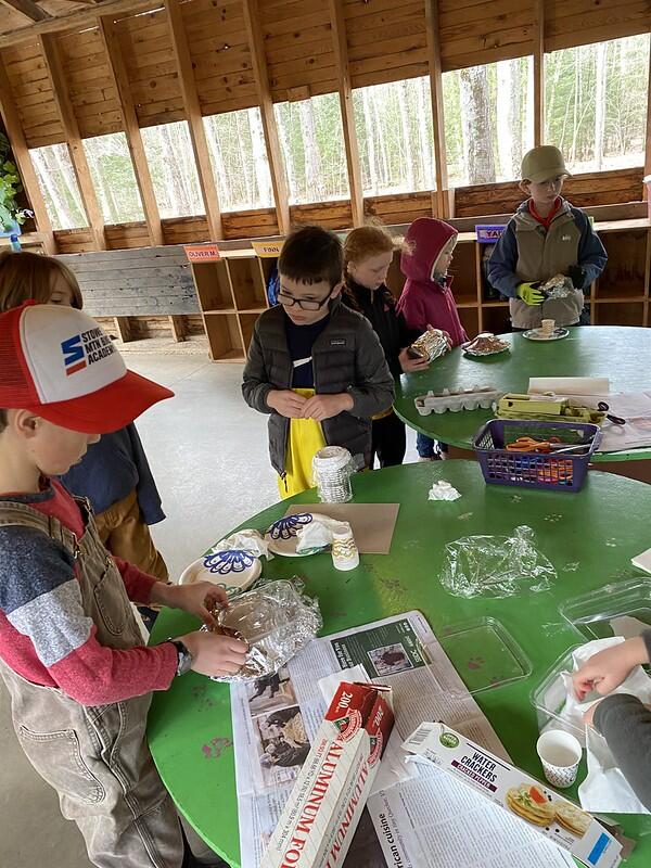 Students making ice cube homes