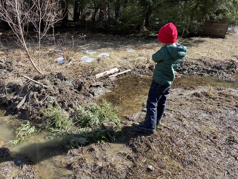 Student working on a dam