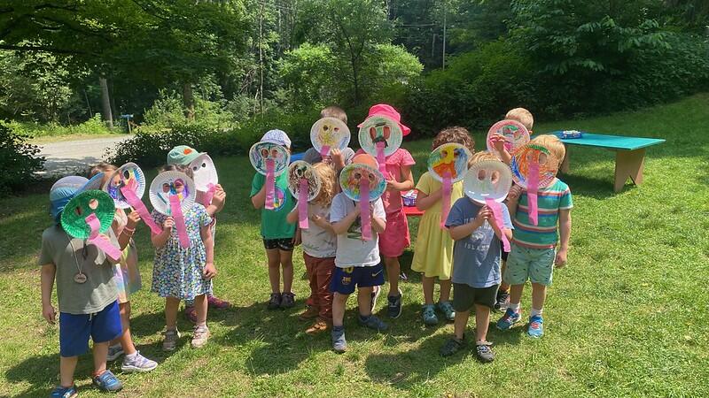 campers with frog masks