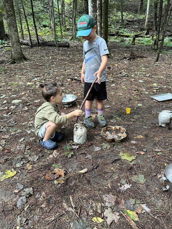 students at forest camp