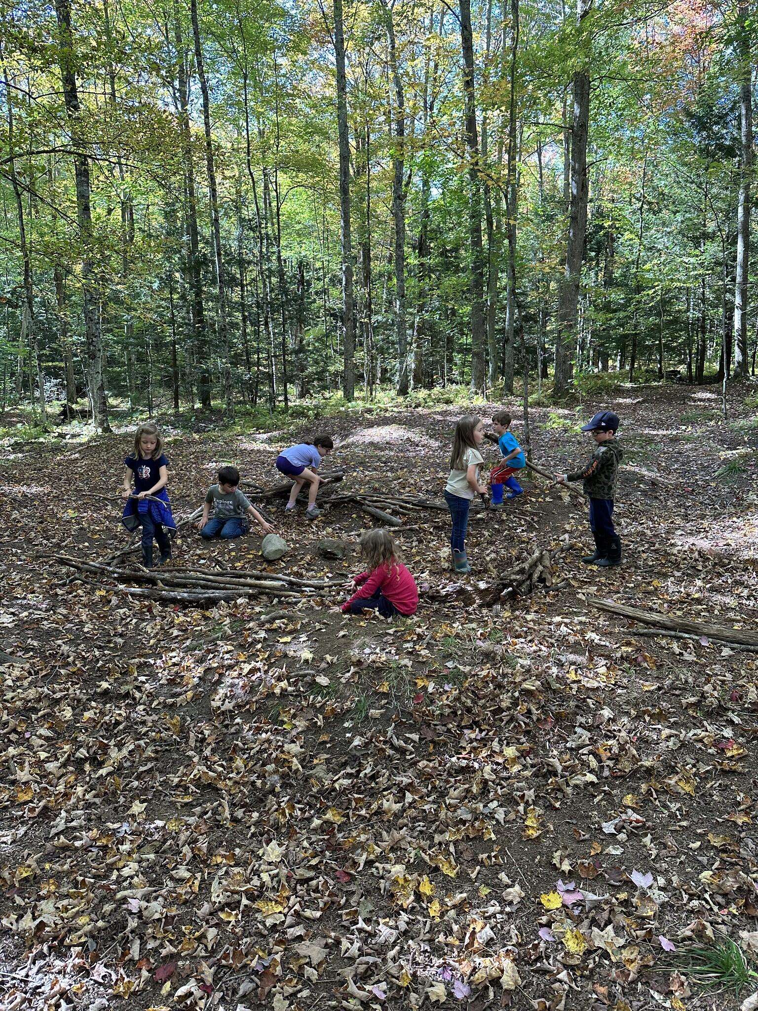 Students shelter building