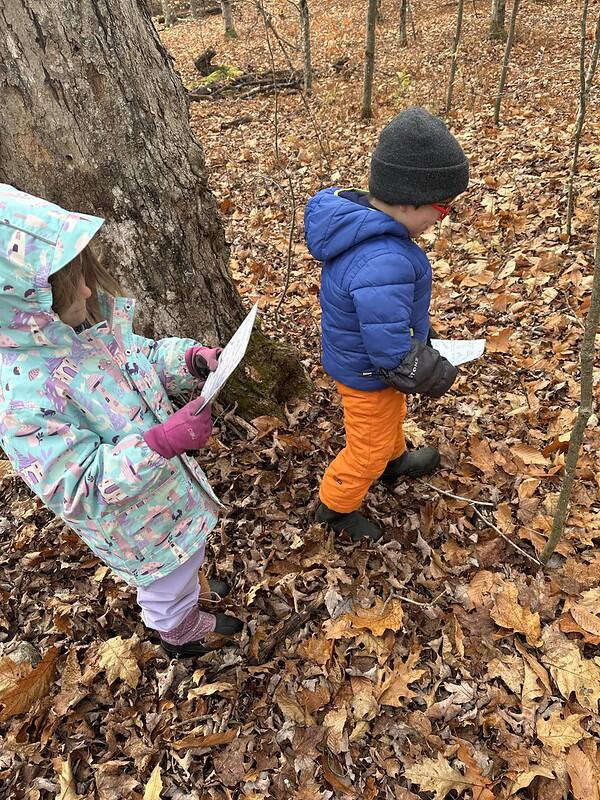 Students doing a scavenger hunt