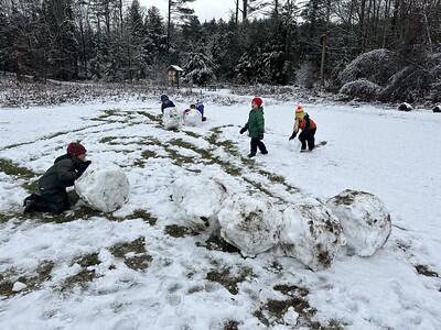 students in the snow