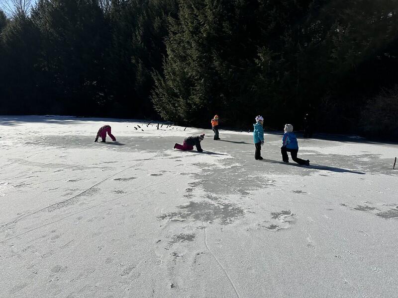 Students on Beaver Pond ice