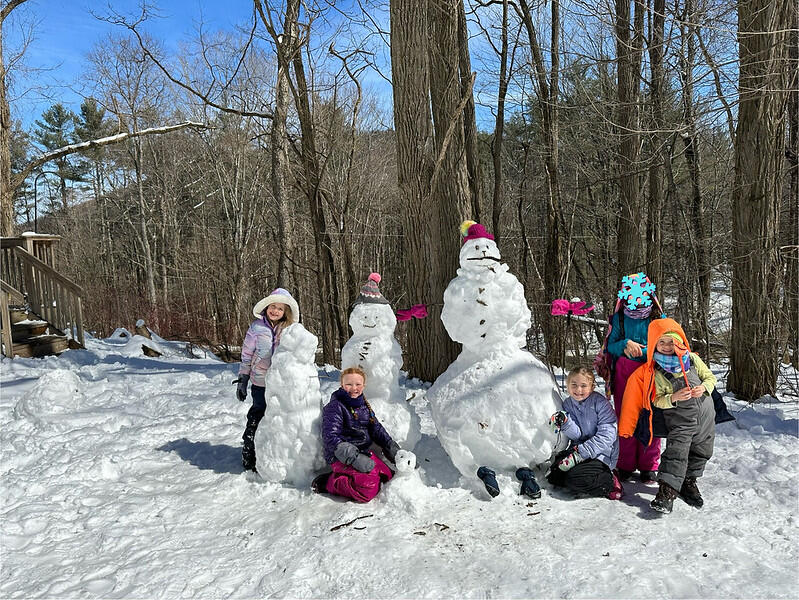 Students with snowmen