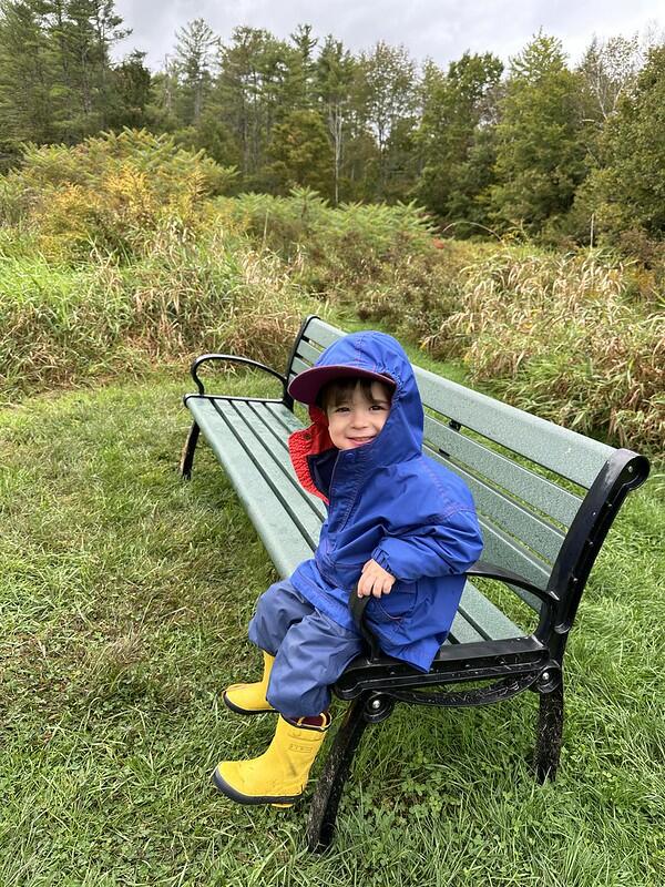 student on bench