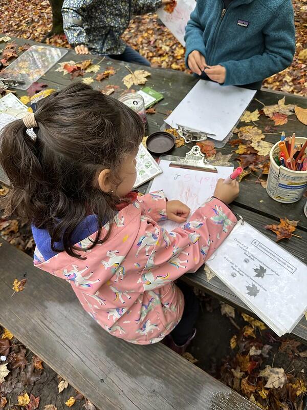 Student leaf rubbing