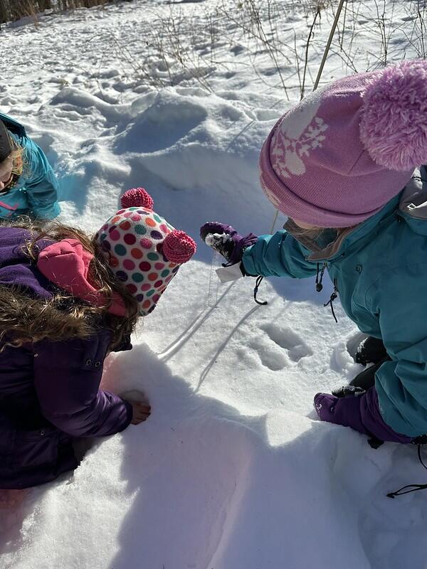 students measuring snow