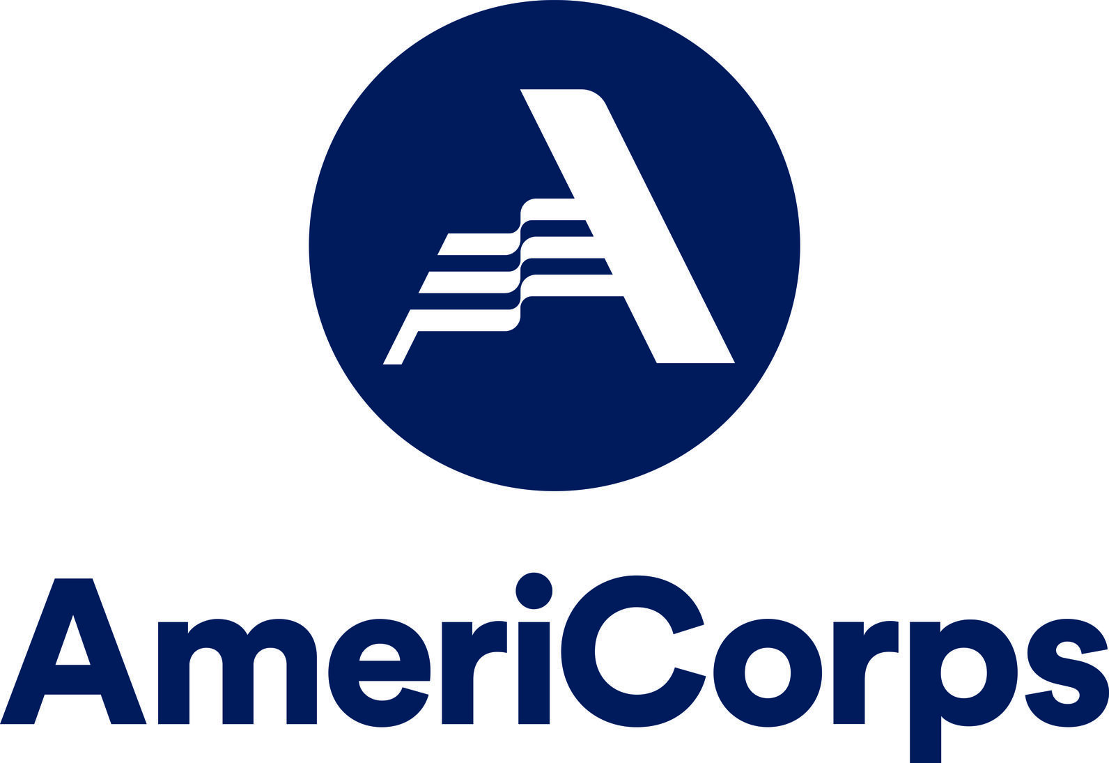 Small AmeriCorps logo, navy blue text on a white background