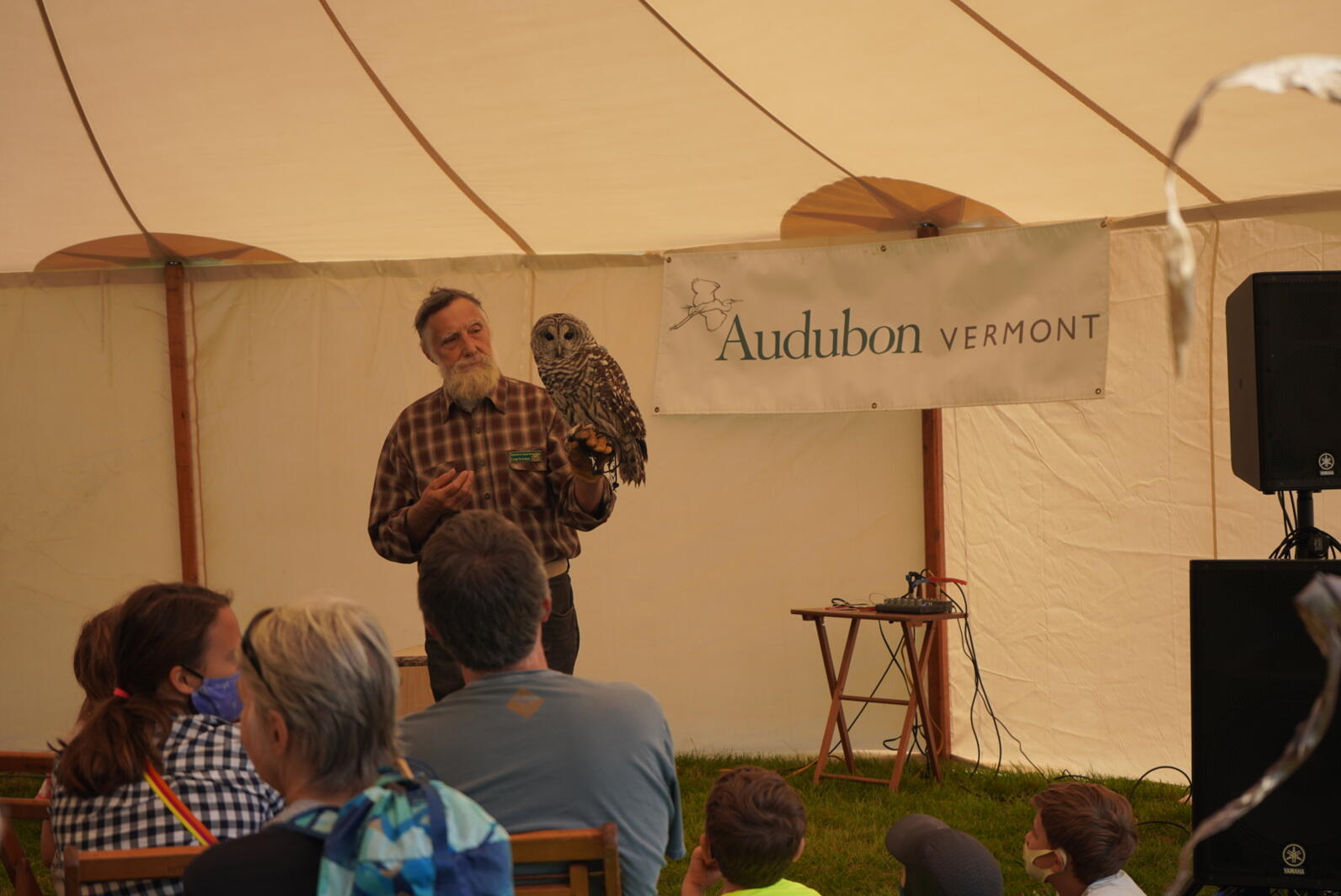 Outreach for Earth Stewardship raptor presentation at Audubon's Bird and Barn Festival.