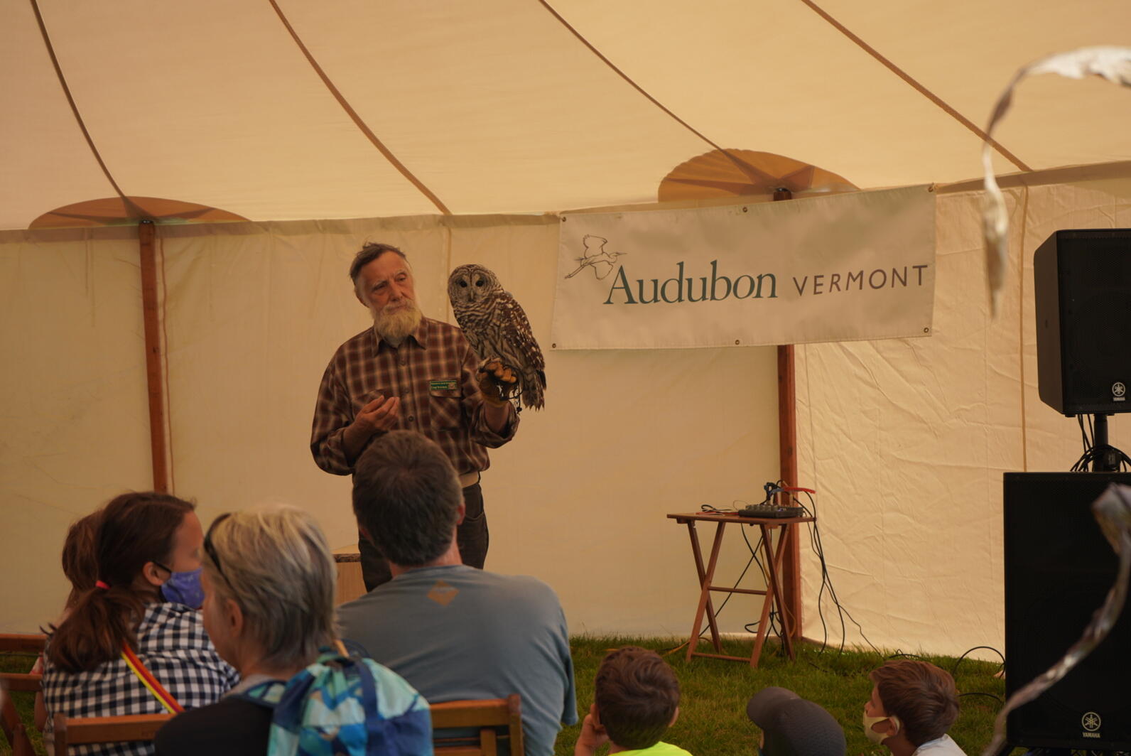 Craig Newman of Outreach for Earth Stewardship's raptor presentation at Audubon's Bird and Barn Festival. Outreach for Earth Stewardship raptor presentation at Audubon's Bird and Barn Festival.