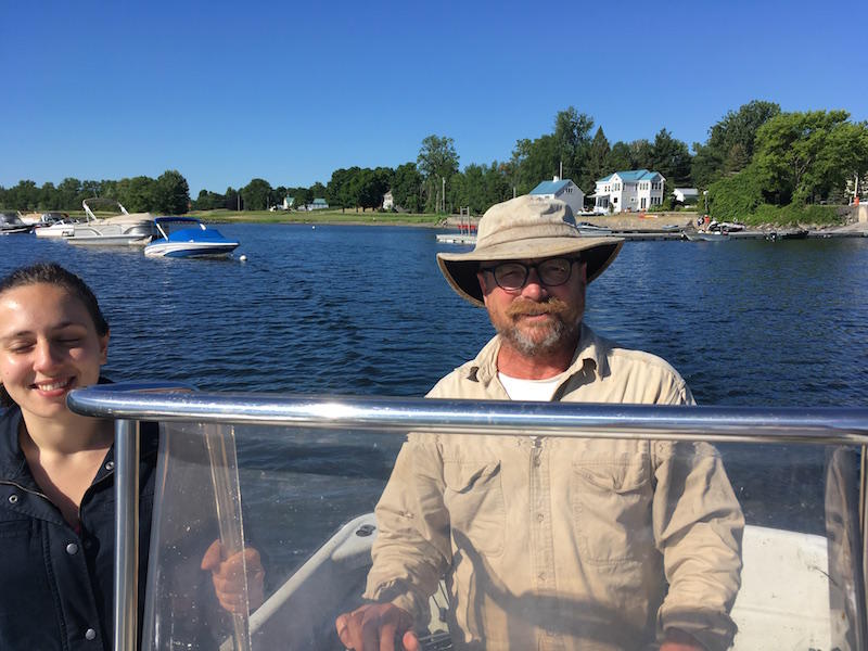 Mark and Lena onboard the Audubon VT boat