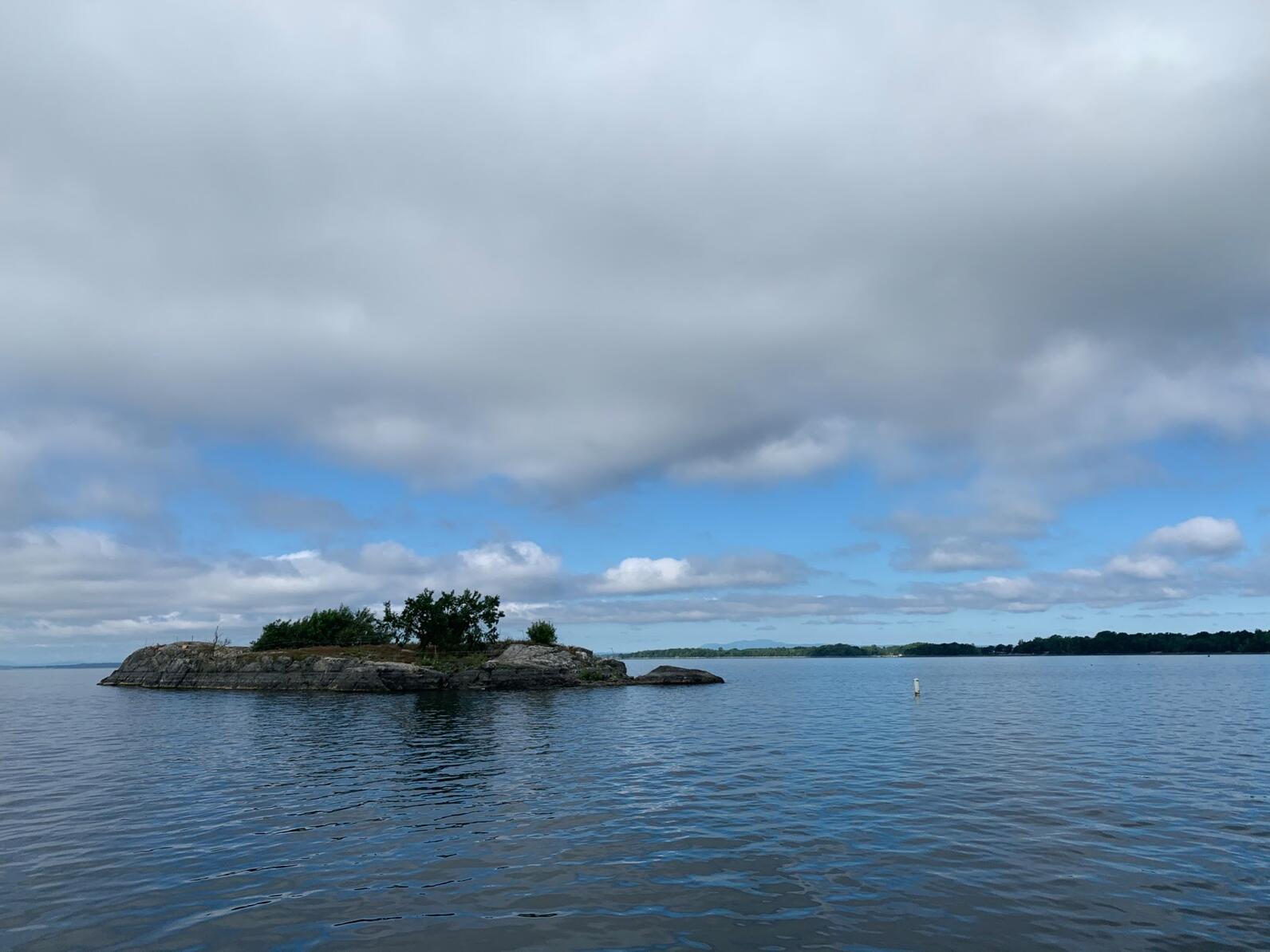 Rock Island, a very small island in northern Lake Champlain, Vermont. 