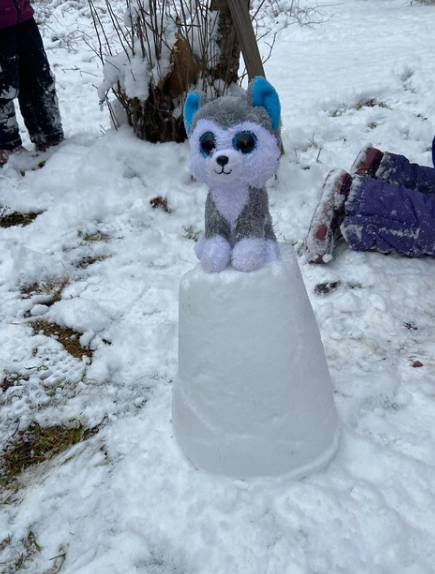 Snow castle with a stuffie