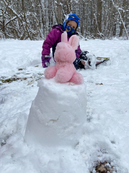 Snow castle with a bunny