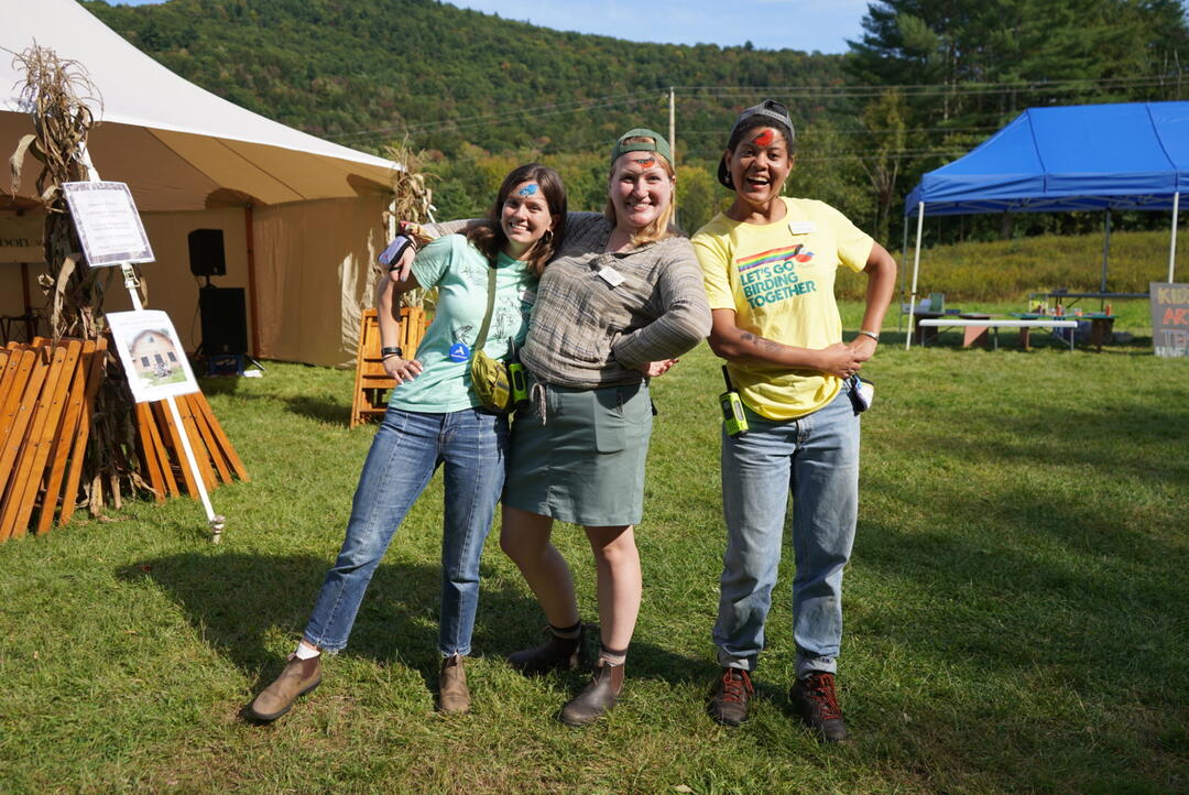 Audubon Vermont education team at the Audubon Bird and Barn Festival: Ciara Fagan, Emily Kaplita, and Debbie Archer. Photo: Audubon Vermont